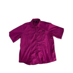 Harley Davidson Womens Short Sleeve Shirt XL, 1W Pink Purple Button Up Y2K Wings